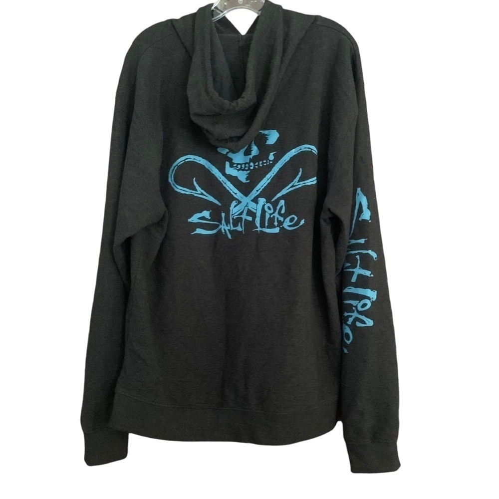 Salt Life Skull Graphic Dark Gray Hooded Pullover Sz 2XL